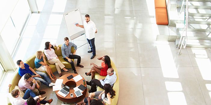 A group of people at work